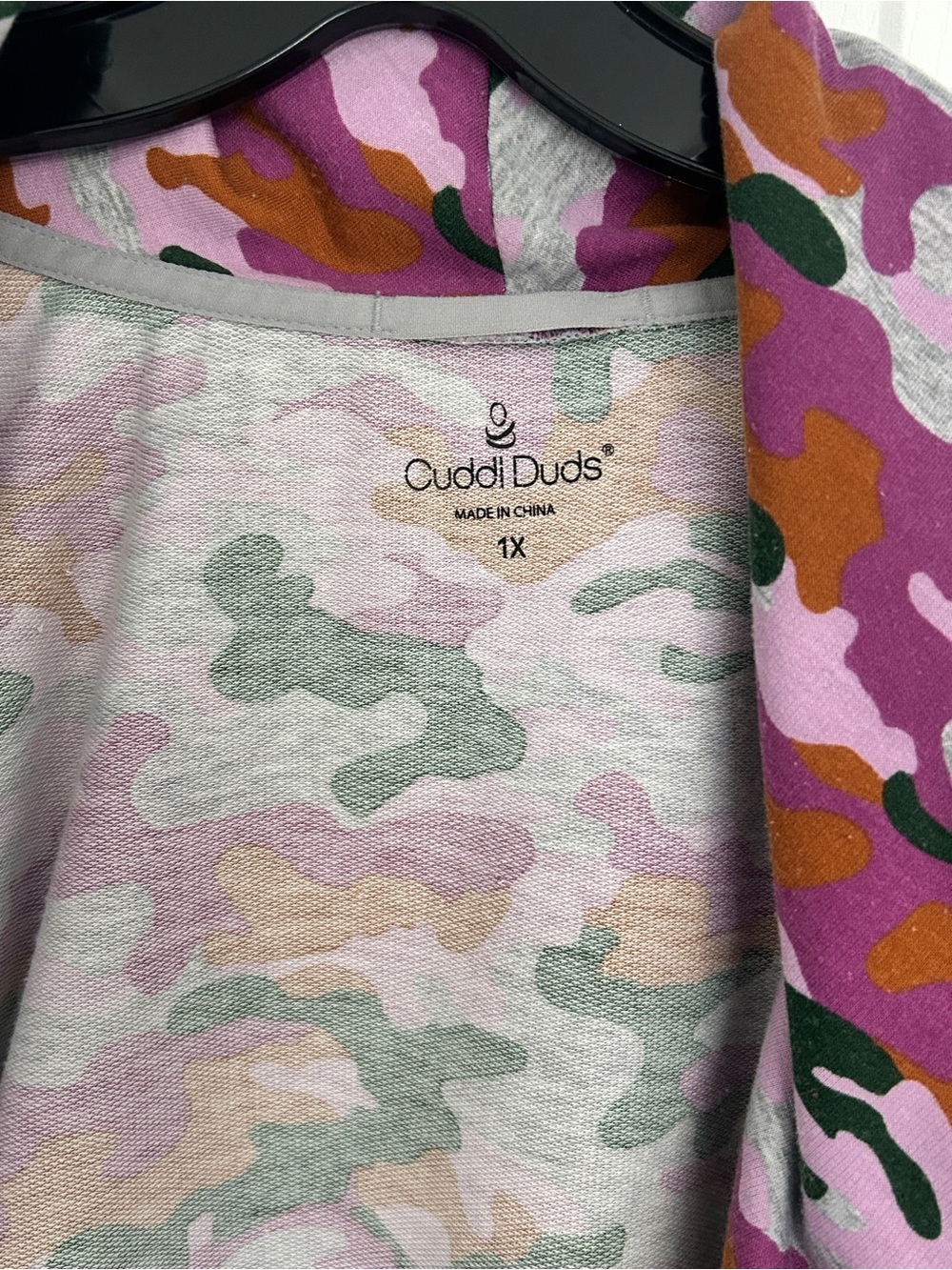 Cuddl Duds Pink, Green & Gray Camo Top